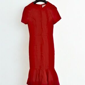 ASOS Red Sheath Midi Dress with Mock Neck